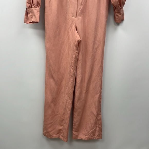 NWT Lovers & Friends Karina Linen Utility Elastic Waist Jumpsuit Pink XXS - Picture 4 of 8
